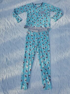 Cuddl Duds Light Blue Llama Print Pajama Set